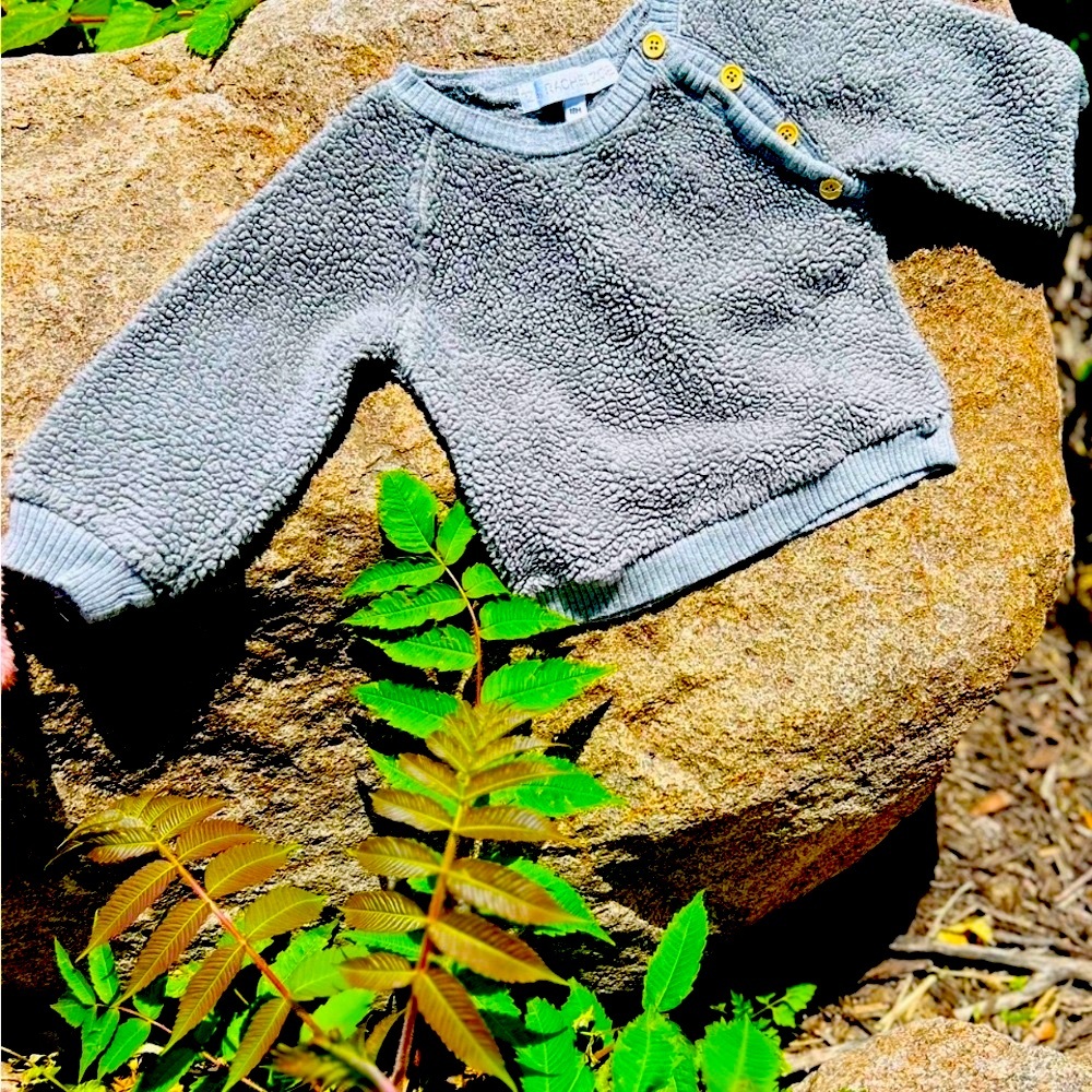 Soft Gray Fleece Baby Sweater